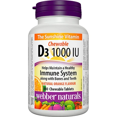 Webber Naturals Vitamin D3 Chewables - 1000IU - 180s