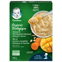 Gerber Organic Wheat and Wholegrain Baby Cereal - Oat Mango Carrot - 208g