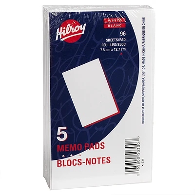 Hilroy Memo Pads 7.6 x 12.7 cm - 5 Pack