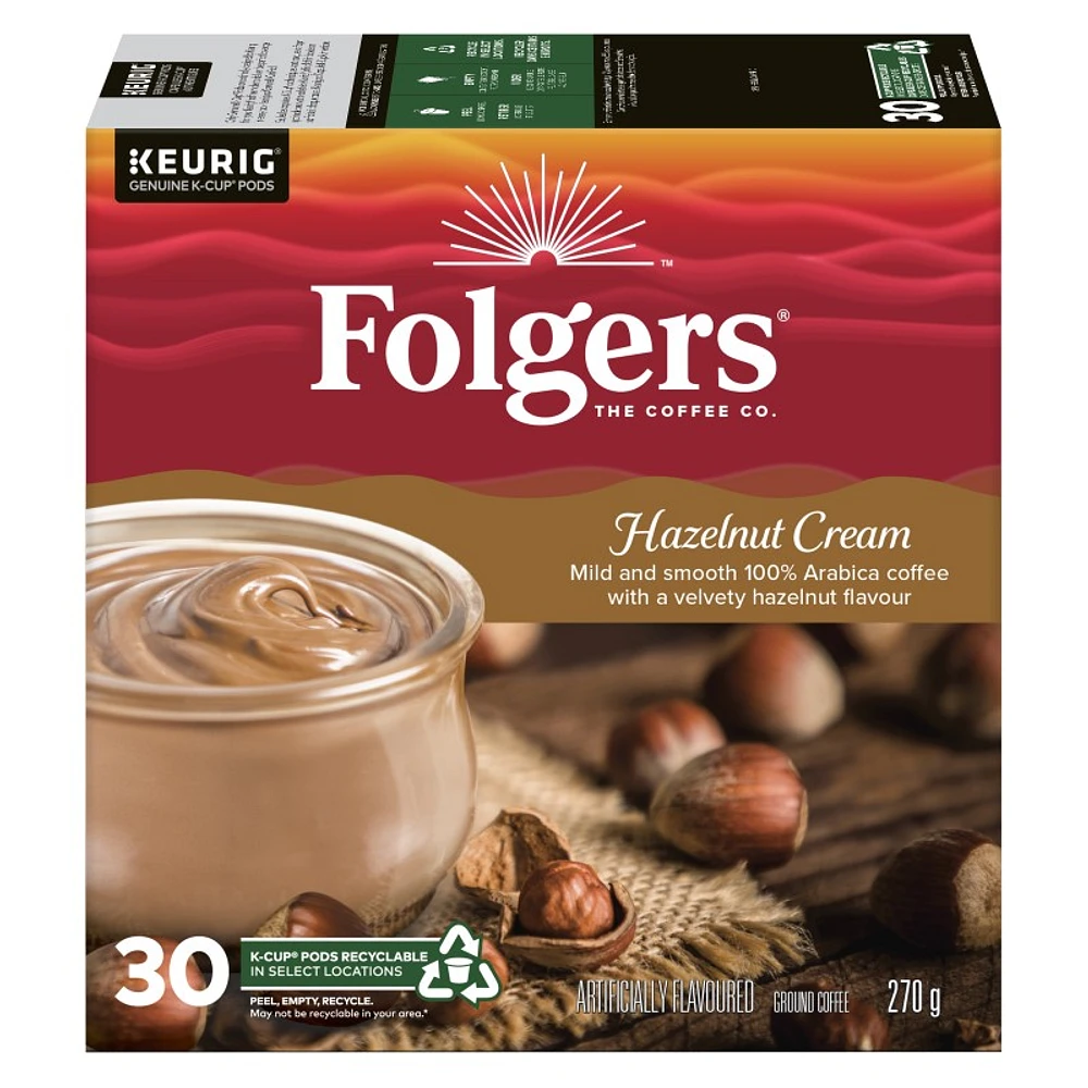 Folgers K-Cup Coffee - Hazelnut Cream - 30pk