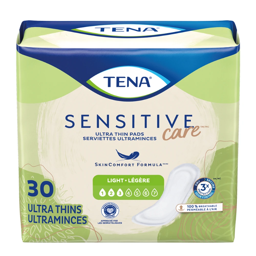 TENA Sensitive Care Ultra Thin Incontinence Pads - Light/Regular - 30s