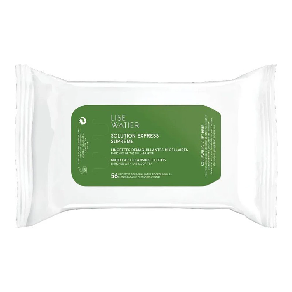 Lise Watier Solution Express Supreme Micellar Cleansing Cloths - 56's