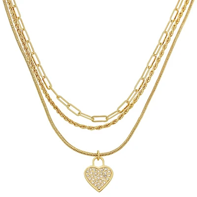 Steve Madden Heart Necklace Set - Crystal