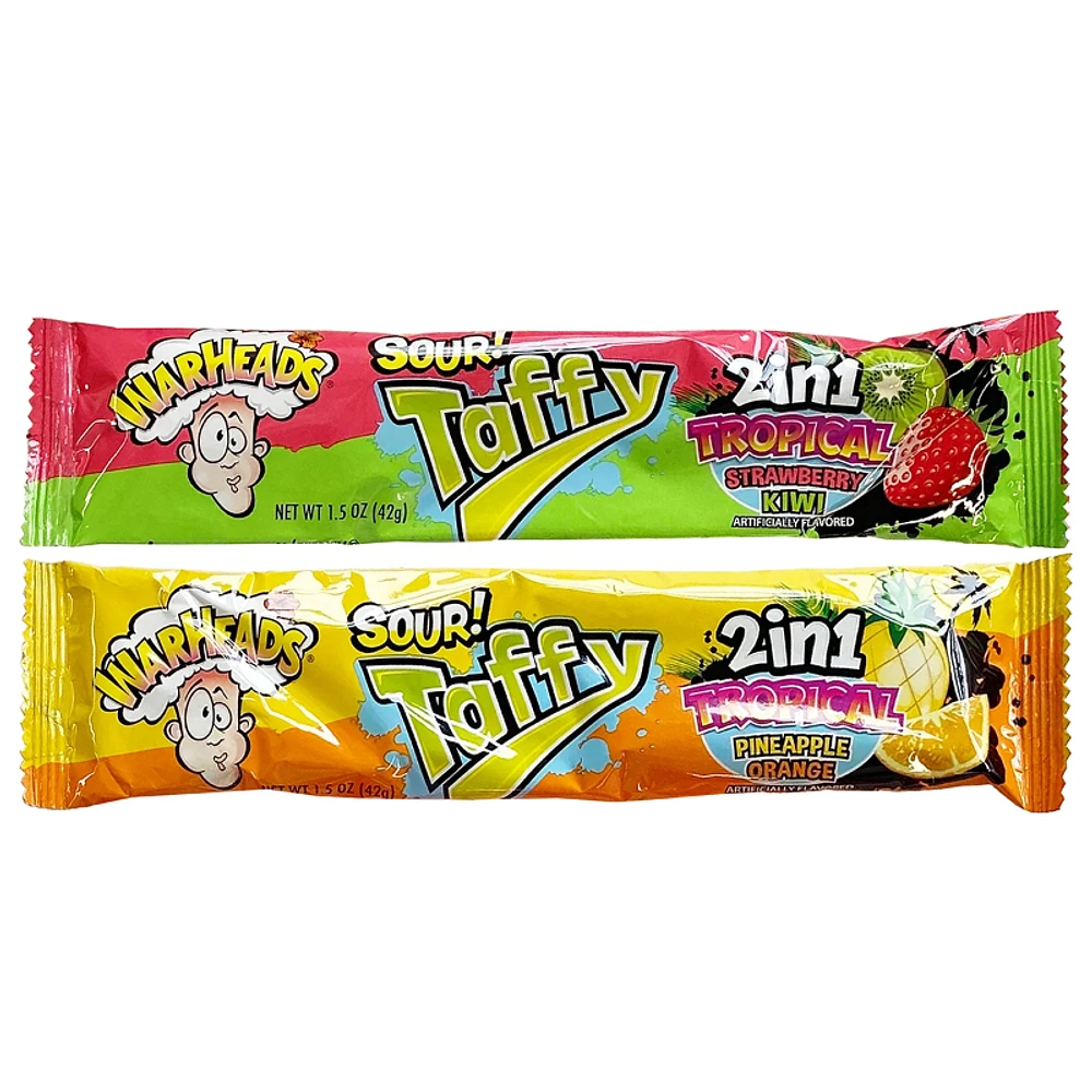 Warheads Sour Tropical 2 in 1 Taffy Chewy Bar - 42g