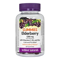 Webber Naturals Elderberry Cold and Flu Relief Gummies - 60's