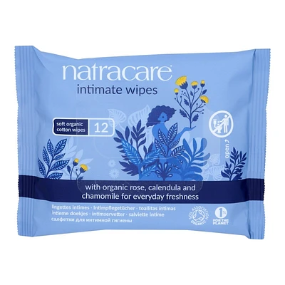 Natracare Natural Organic Cotton Intimate Wipes - 12s