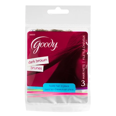 Goody Hair Nets - Dark Brown - 3s