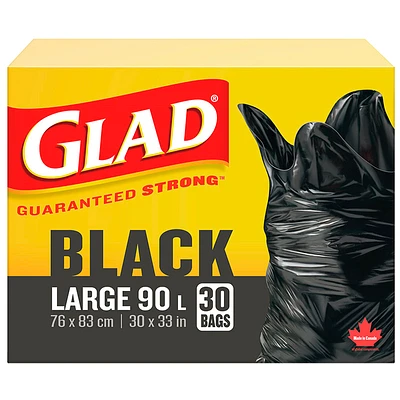 Glad Black Garbage Bags - Large - 90L