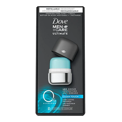 Dove Men+Care 0% Aluminum Refillable Deodorant Starter Kit - Clean Touch - 32g