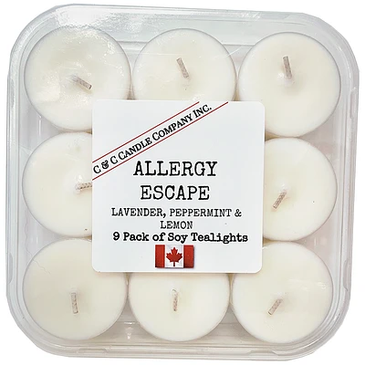 C&C Soy Tealight Candles - Allergy Escape - 9 pack