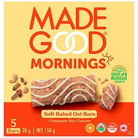 MadeGood Mornings Soft Baked Oat Bars - Cinnamon Bun - 5x30g