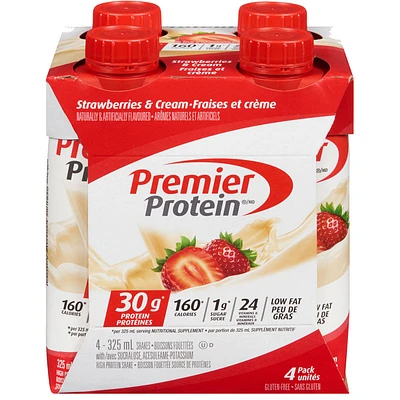 Premier Protein Shakes - Strawberry and Cream - 4 x 325ml