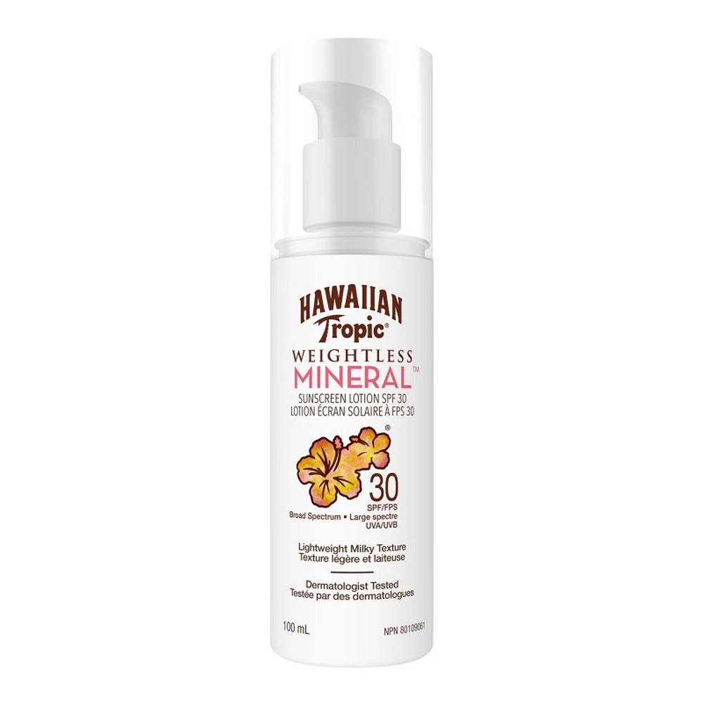 Hawaiian Tropic Weightless Mineral Sunscreen Lotion - SPF 30 -100ml