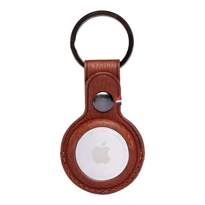 Decoded AirTag Leather Key Chain - Brown