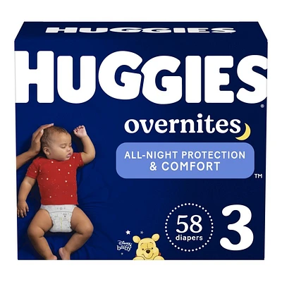 Huggies Overnites Diapers - Disney Winnie the Pooh and Friends - Size 3 - 58's