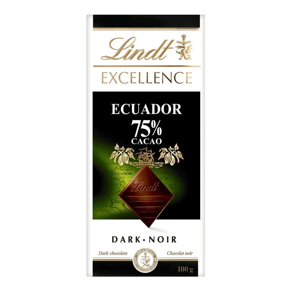 Lindt Excellence Ecuador Dark Chocolate Bar - 75% Cacao - 100g