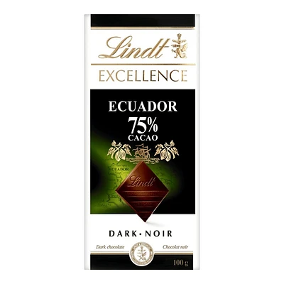 Lindt Excellence Ecuador Dark Chocolate Bar - 75% Cacao - 100g