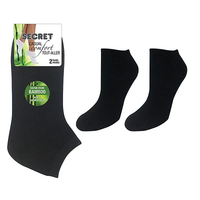 Secret Nature Bamboo Low Cut Socks - Black - 2 pair