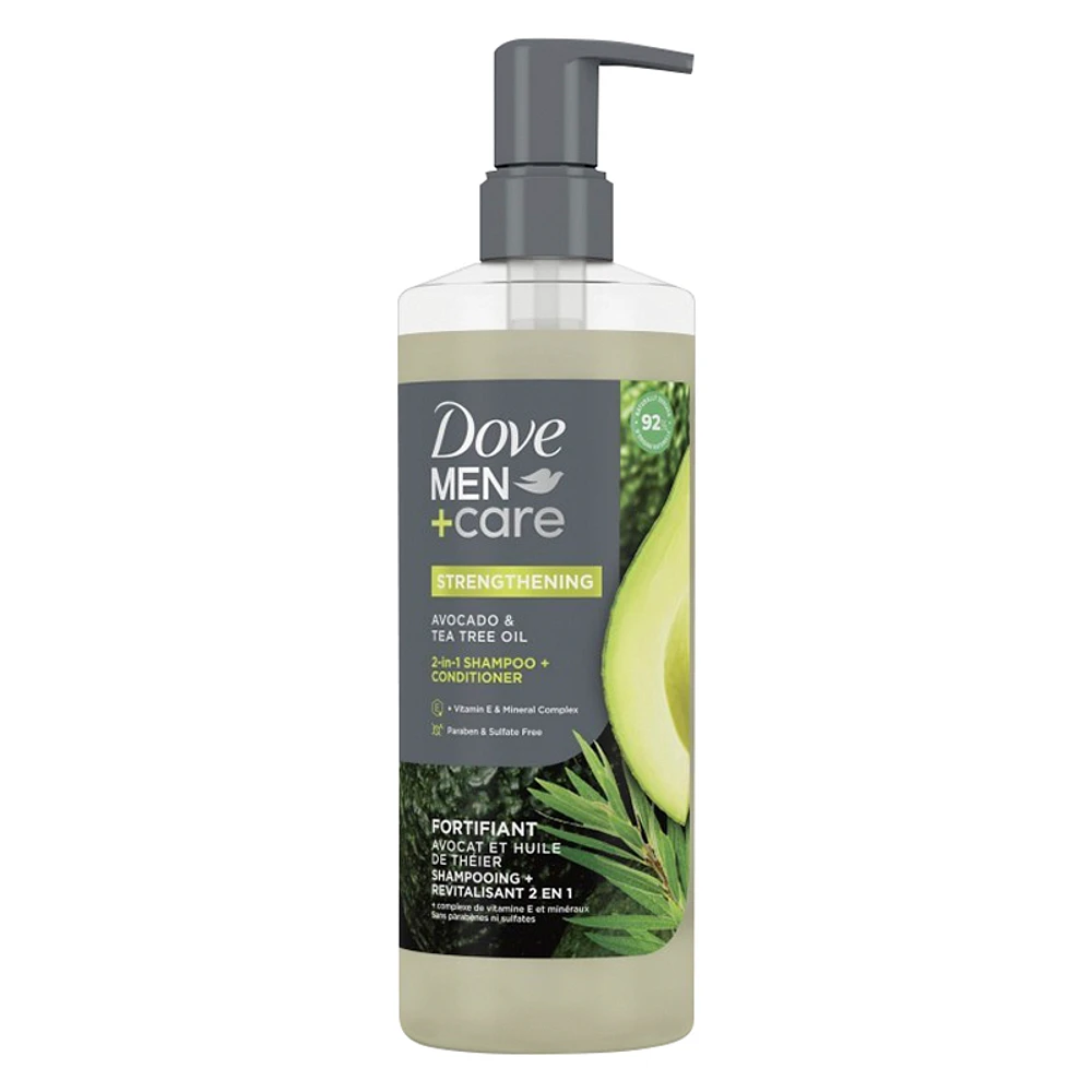 Dove Men+Care Strengthening Shampoo/Conditioner - Avocado & Tea Tree Oil - 518ml