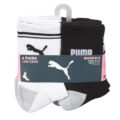 Puma Women's 1/2 Terry Low Crew Socks - 6 Pairs