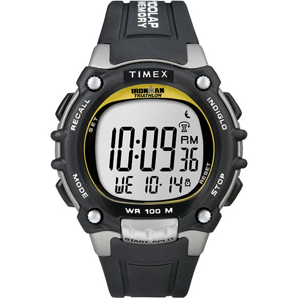 Timex Ironman Triathlon 100 Lap Watch with FLIX  - Black/Silver - 5E231