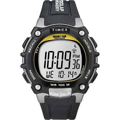 Timex Ironman Triathlon 100 Lap Watch with FLIX  - Black/Silver - 5E231
