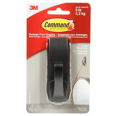 Command Large Modern Reflections Oil Rubbed Metal Hook - Bronze - Single