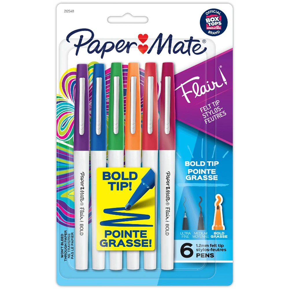 Papermate Flair Felt Bold Tip Creative Pens - Assorted - 6 pack