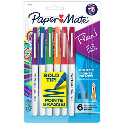 Papermate Flair Felt Bold Tip Creative Pens - Assorted - 6 pack