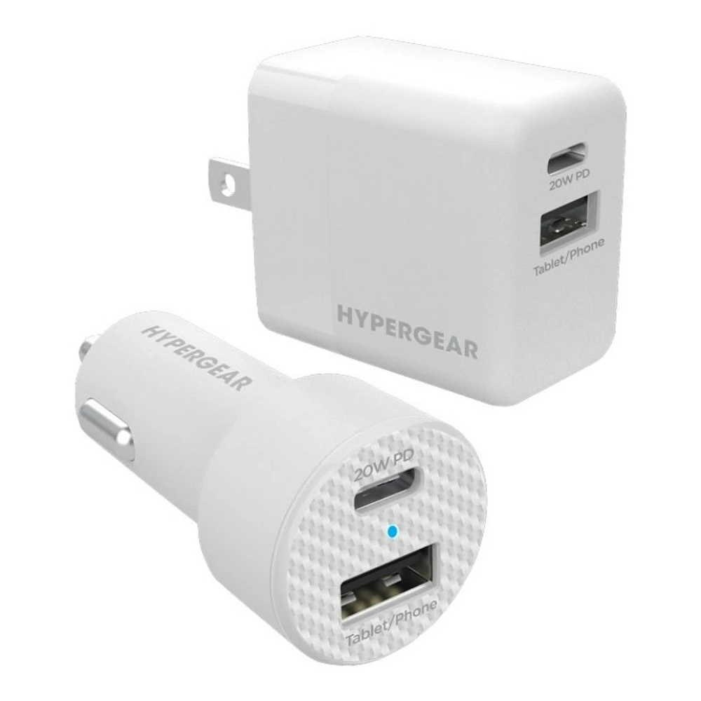 Hypergear Power Adapter Kit - AC Power Adapter & Car Power Adapter - White - 15408