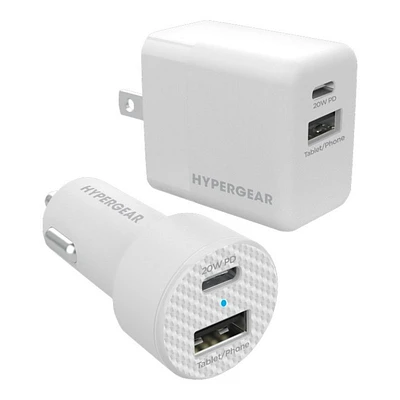 Hypergear Power Adapter Kit - AC Power Adapter & Car Power Adapter - White - 15408