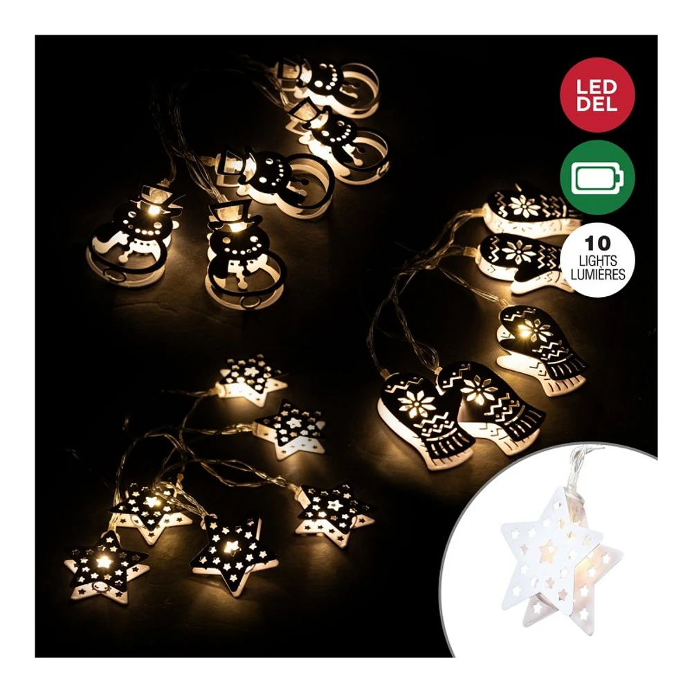 Danson Decor LED Light Chain - Snowman/Star/Mitten - Warm White - 10 Lights