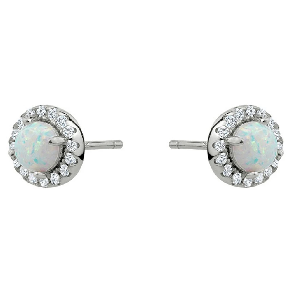 Collection by London Drugs Cz Halo Opal Stud Earring - Silver