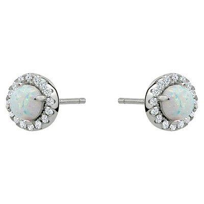Collection by London Drugs Cz Halo Opal Stud Earring - Silver