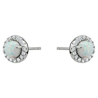 Collection by London Drugs Cz Halo Opal Stud Earring - Silver