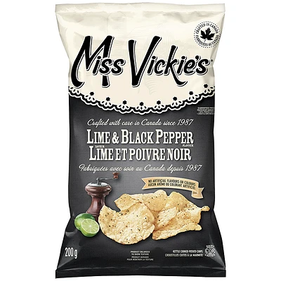 Miss Vickie's Potato Chips - Lime & Black Pepper - 200g