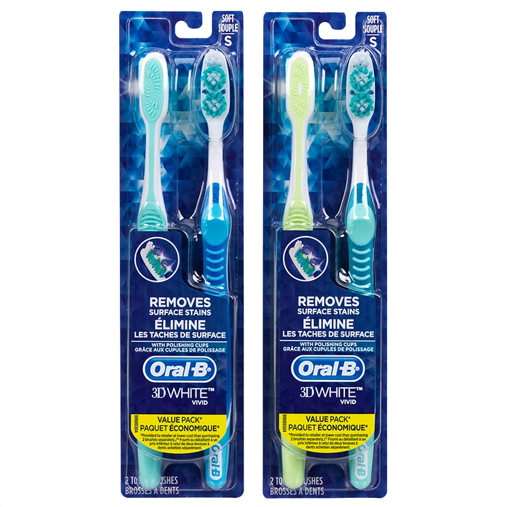 Oral-B 3D White Vivid Toothbrushes Assorted - Soft - 2s