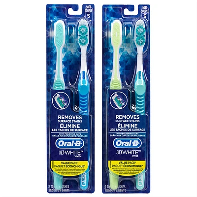 Oral-B 3D White Vivid Toothbrushes Assorted - Soft - 2s