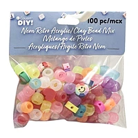 Cousin DIY! Neon Retro Acrylic Clay Bead Mix - 100 piece - 3.15 x 1.2 x 3.9 Inches