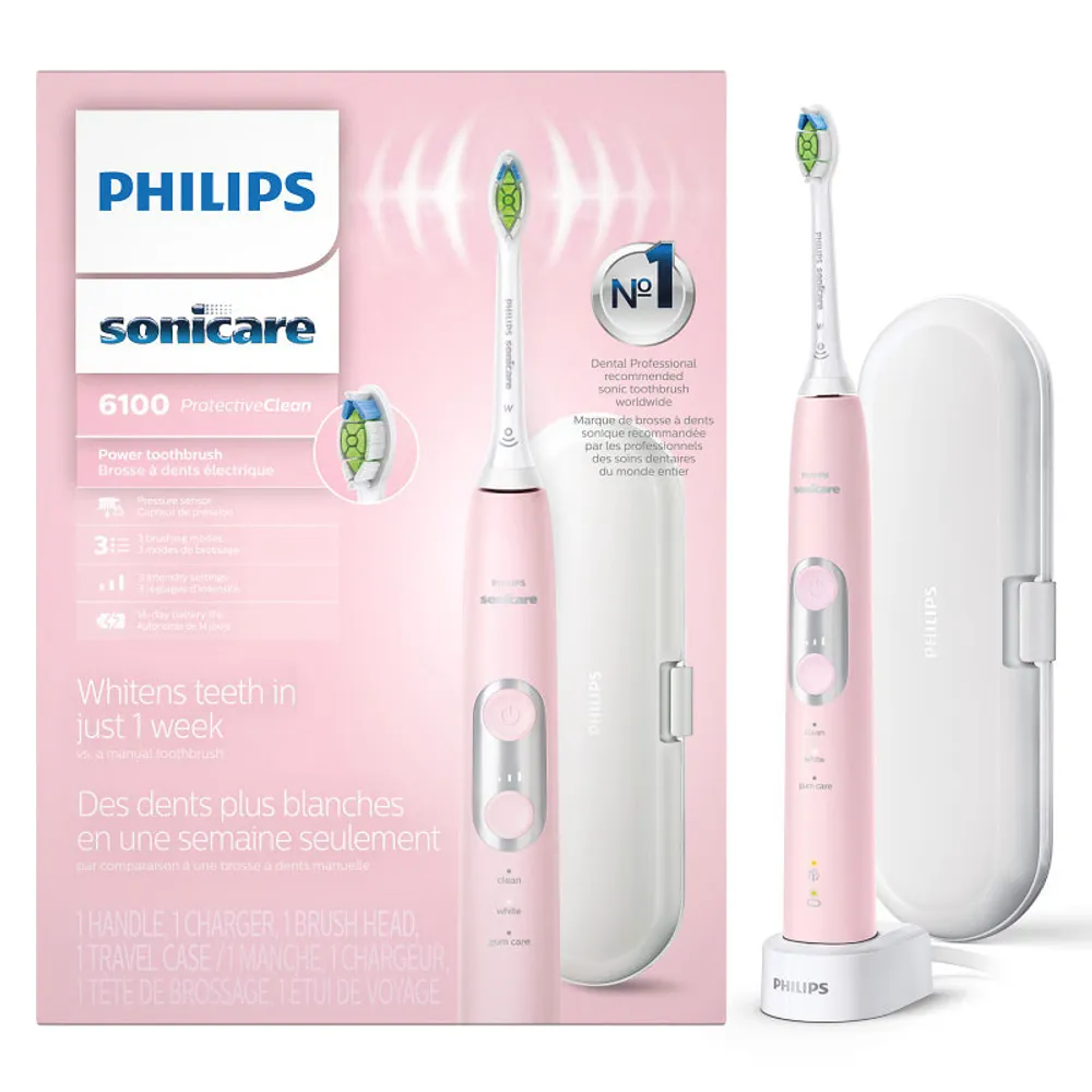 Philips Sonicare ProtectiveClean 6100 Toothbrush - Pastel Pink - HX6876/21