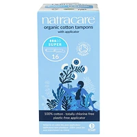 Natracare 100% Certified Organic Cotton Tampons with Applicator - Super - 16s