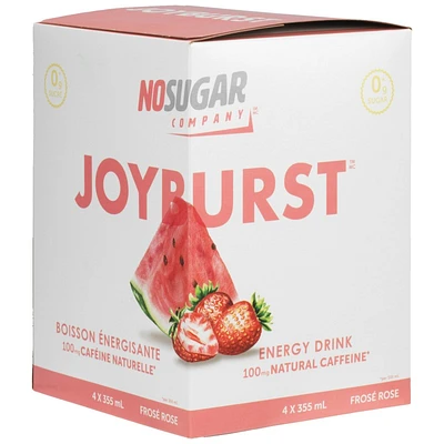 No Sugar Joyburst Energy Drink Frose Rose - 4 X 355ml