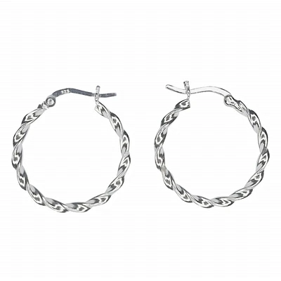 Silver Worx Twisted Wire Hoop Earrings - Genuine Sterling Silver