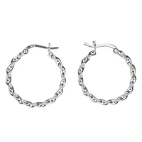 Silver Worx Twisted Wire Hoop Earrings - Genuine Sterling Silver
