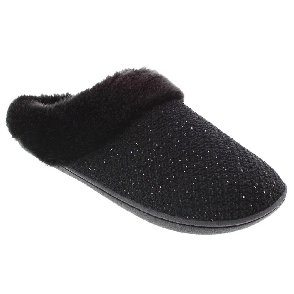 Isotoner Lurex Chenille Hoodback Slippers