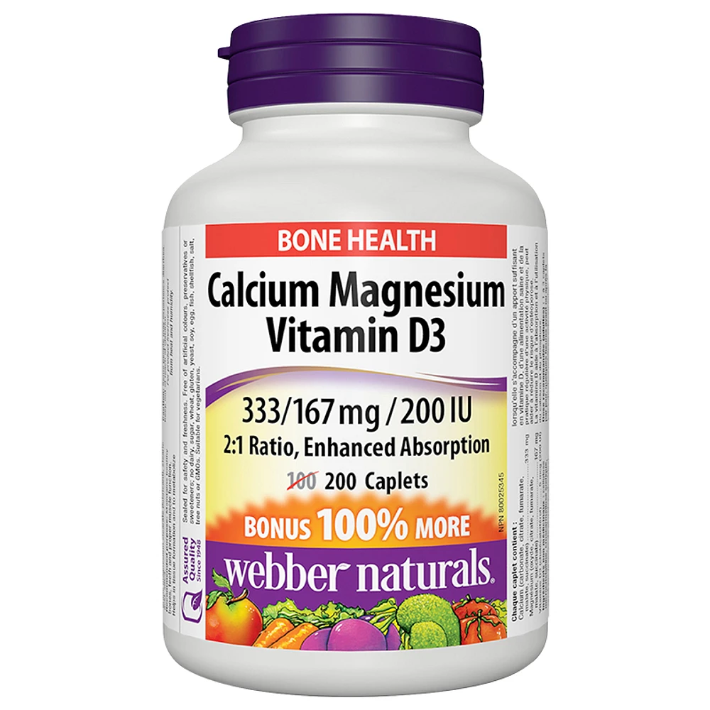 Webber Naturals Calcium Magnesium with Vitamin D3 333/167mg - 100s