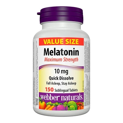 Webber Naturals Value Size Maximum Strength Melatonin Sublingual Tablets - 10mg - 150's