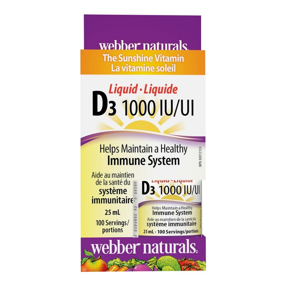 Webber Naturals Vitamin D3 Liquid - 1000IU - 25ml