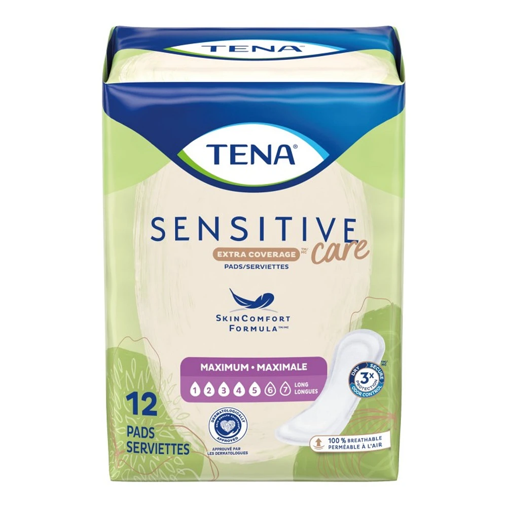TENA Sensitive Care Extra Coverage Pads - Maximum - 12s