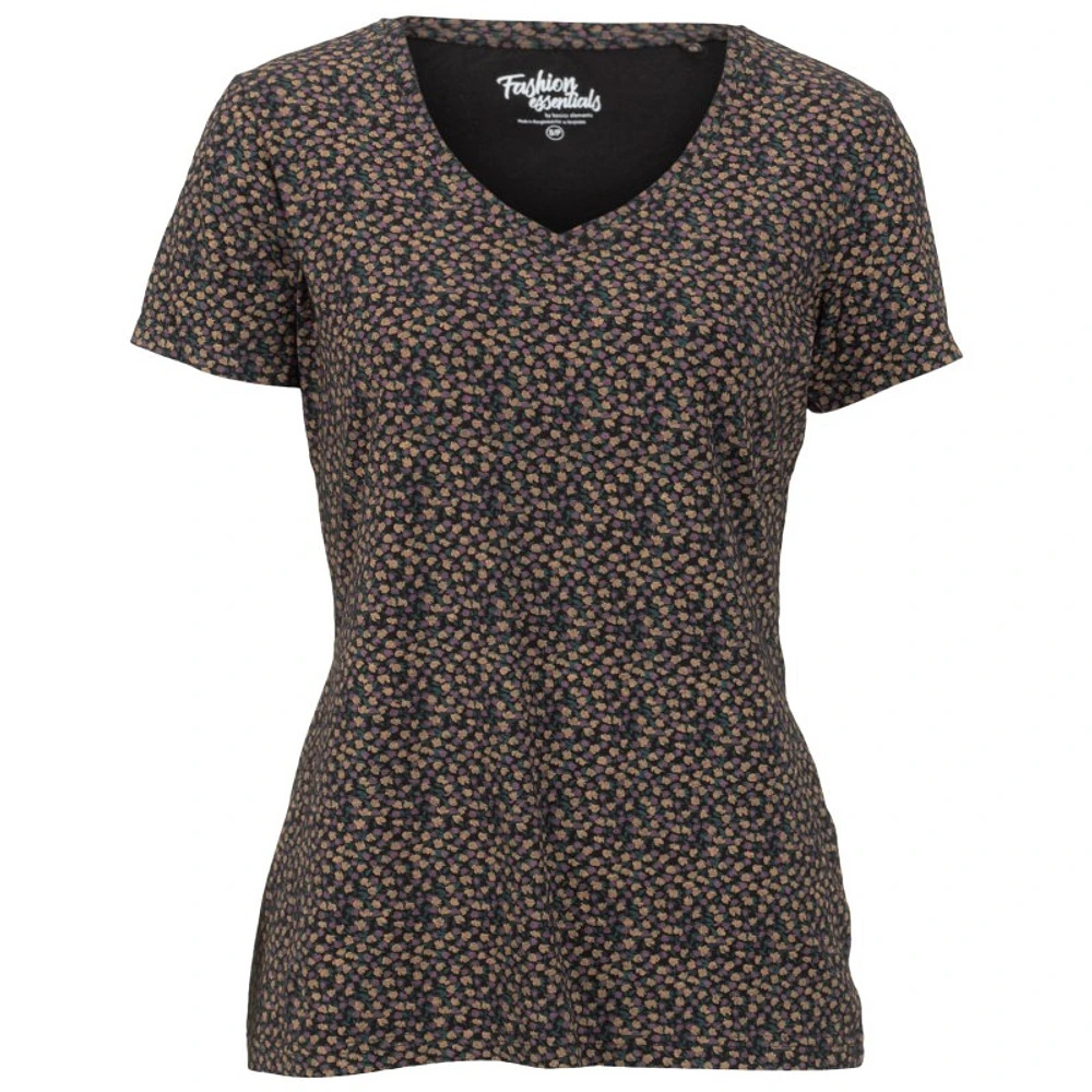 Fashion Essentials Women's Short Sleeve Solid Printed Tshirt - S-XL - Floral - Assorted